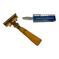 Vintage Schick Injector Razor Bakelite Handle & Plus Platinum Blade Holder picture