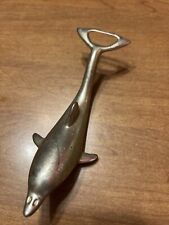 Vintage Mid Centry Modern Silvertone metal Dolphin bottle opener picture
