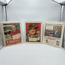 1940-1950’s CAMEL And CHESTERFIELD Cigarette Ads WW2 Soldier (LOT OF 3) picture
