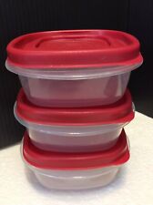 Set of 3 Rubbermaid Easy Find 7J56 Food Storage 1.25 Cup Containers W/ Red Lids picture