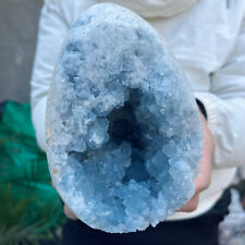 5.8lb Natural Blue Celestite Crystal Geode Quartz Cluster Mineral Specimen picture