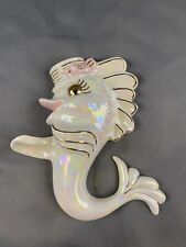 Vintage 3D Ceramic Fish Iridescent Pearl with Top Hat Decorative Wall Decor picture