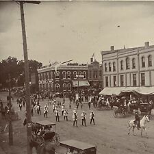 Antique Cabinet Card Photograph Parade Buildings Street View Ghost Denison IA picture