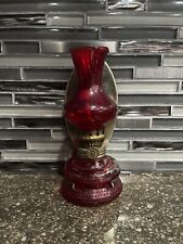 Antique Vintage Red Glass Miniature Oil Lamp With Shade  Hong Kong picture
