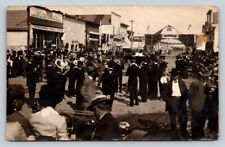 RPPC Railroad Day Brass Band Stores Flag Dirt Road Redmond CA Real Photo P422A picture