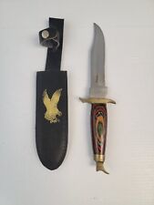 RARE / VINTAGE / PAKISTAN STAINLESS HUNTING KNIFE / UNIQUE BRASS SWIRLED HANDLE picture