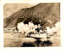 LD347 1931 Orig Photo USS OLYMPIA FIRES SALUTE GEORGE WASHINGTON 1898 HONG KONG picture