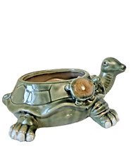 ceramic turtle figurine flower pot home decor color green 10 in picture