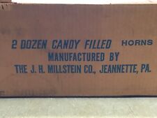 RARE J.H. MILLSTEIN CO HORN O' CANDY 20 GLASS JEANNETTE PA CASE ORIGINAL BOX picture