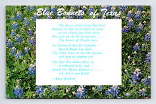 Blue Bonnets of Texas Poem by Lucy Hopkins EUC Postcard Texas TX picture