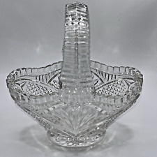 Vintage Oberglas Austrian Clear Crystal Oval Trinket Basket Sparkling Exc Cond picture