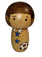 Kokeshi Wooden Doll Female Soccer Player Japan Original Box picture