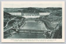 Grand Coullee Dam Aerial Columbia River Washington WA Albertype Postcard picture