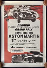 1956 Sebring 12-Hour Race Repro Victory Poster ASTON MARTIN DB3 S Carroll Shelby picture