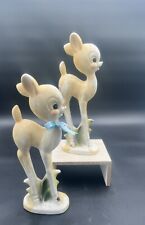Vintage Japan Artmark? Anthropomorphic Deer Fawn Tall Figurine Set Of Two 12” picture