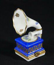 LARGE Limoges Trinket Box Victrola/Gramophone  RECORD PLAYER Fabulous picture