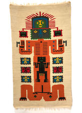 Vintage South American Folk Art Hand Woven Tapestry 45”x28” Aztec/Mayan. picture