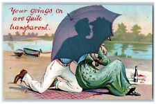 Melrose Wisconsin WI Postcard Couple Sweet Romance Transparent Umbrella 1910 picture