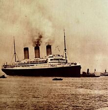 Majestic And Mauretania Ships New York Harbor 1920s Nautical Maritime GrnBin3 picture