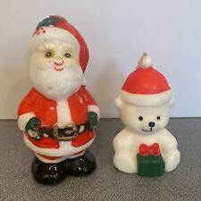 Lot of 2 Vintage Christmas Candles Santa Bear  picture