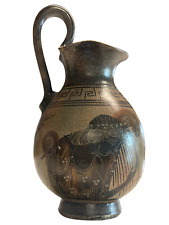 Attic Art Hand Made Greece Pegasus Greek Goddess Aphrodite Harp Pottery Vase VTG picture