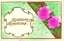 Vintage Postcard- Pink flowers, Birthday Greetings picture