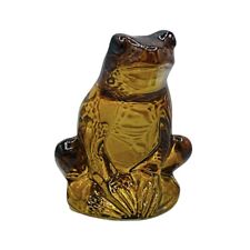 Lalique Crystal Rainette Amber Frog Grenouille Amphibian Figurine Sitting NO BOX picture