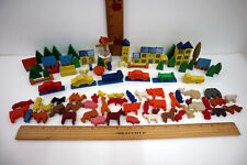 VTG Wooden Miniature German Village-120 Pieces-Houses, Animals,People,Trees,Cars picture