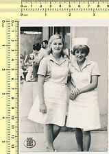 112 Two Women Holding Hands White Uniforms Nurses Ladies Females vintage photo picture