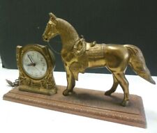 Sessions Vintage Brasstone Cast Metal Carnival Mantel Clock Cowboy Century base picture