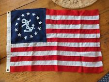 Vintage Nautical Boat Ship Yacht 13 Star Flag All Wool Stitched 16 X 24