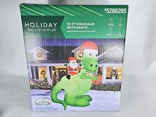 New 10 ft. Holiday Living Christmas Inflatable Dinosaur with Santa T-rex picture
