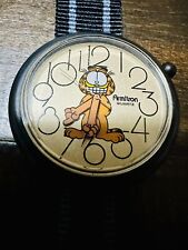 Vintage Very Rare Armitron Garfield Watch 70’s Black Bezel Gold Dial New Battery picture