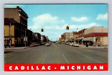Cadillac MI-Michigan, General Banner Greeting, Main Street, Vintage Postcard picture