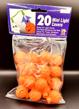 Halloween Jack o Lantern Orange Pumpkin Mini Light Snap on Covers 20 NOS Vintage picture