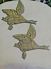 Pair Of  Flying Geese Solid Brass Wall Art MCM Vintage picture