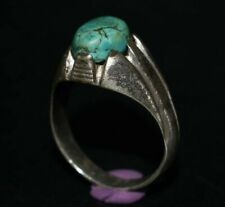 Beautiful Vintage Near Eastern Silver Ring with Natural Turquoise Stone Bezel  picture