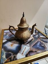 Vtg Persian Brass Teapot w/ Islamic Etching 5