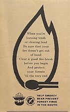 Help Smokey Bear Prevent Forest Fires In The South Poem Vintage Print Ad 1964 picture