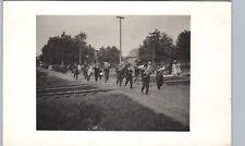 MARCHING BAND c1910 real photo postcards rppc dirt road street parade music picture