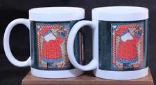 NEW Set Of Two Folk Art Santa Mugs In Box Old Stock 187 picture