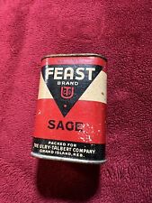 Vintage Feast Brand Sage Cardboard Spice Tin.  Small 3/4 Oz Size. picture