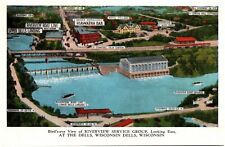 C.1930s Wisconsin Dells WI Birds Eye View Hiawatha Bar Hotel Map Postcard P58 picture