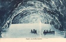 Capri Italy, La Grotta Azzurra Blue Cave Canoes Cavern Vintage Postcard picture