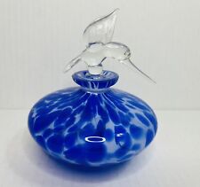 Vintage Hand Blown Art Glass Perfume Bottle with Hummingbird  Stopper picture
