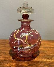 Antique: Moser Pink & Gold Perfume Enamel Perfume Bottle: Raised Fish Design: 24 picture