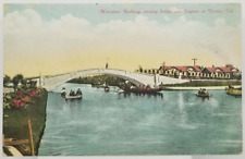 Miniature Railway Crossing Bridge Over Lagoon & Venice California Postcard  picture