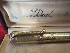 Ideal Pen Fountain Pen Chiseled Plated Gold 18K Retractable Antique Marking picture