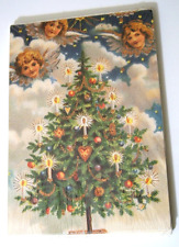 1994 VINTAGE XMAS 10 CARDS JOY TO THE WORLD CHRISTMAS TREE CANDLES ANGEL CHERUB picture