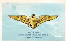UPICK POSTCARD Navy Wings United States Naval Air Station Norfolk Virgina 1947 picture